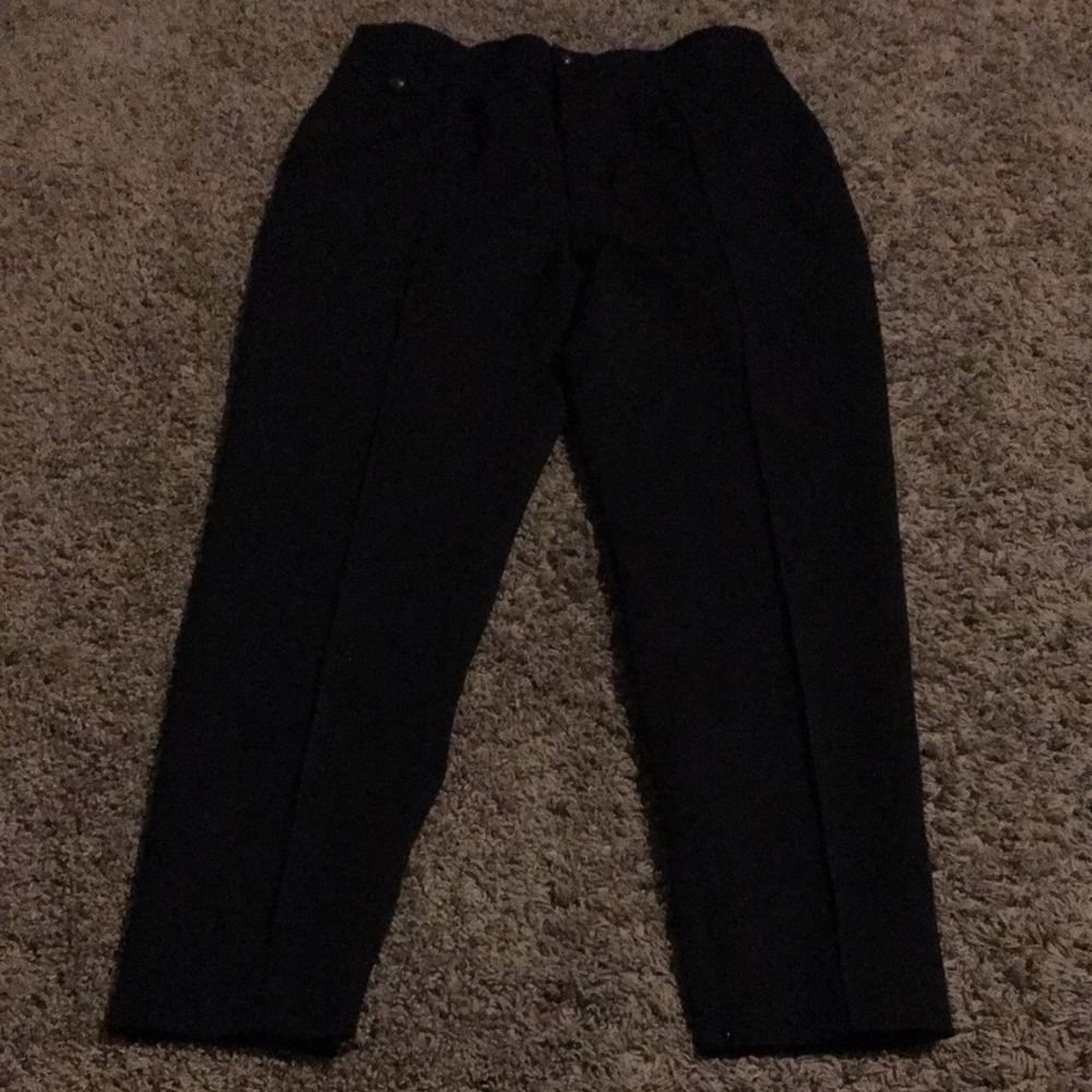 Ralph Lauren Purple Label Black Straight Leg Pants With Zipper at Hem